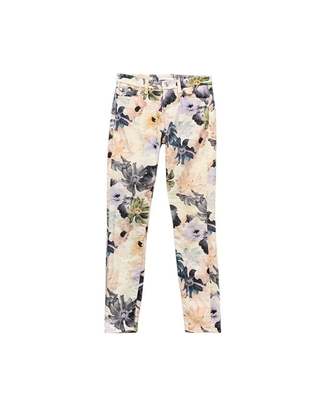 7 For All Mankind‎ Pants Womens 25 Multi Floral Starlight Ankle Skinny Jeans